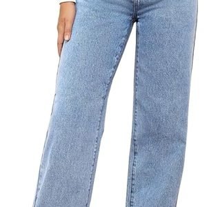 Denim fashion straight pants jeans for women