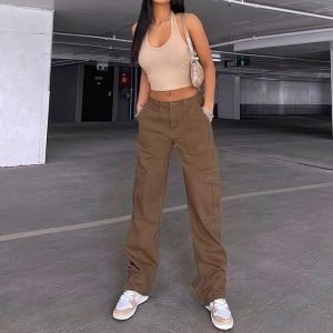 Womens Straight Leg Cargo Pants